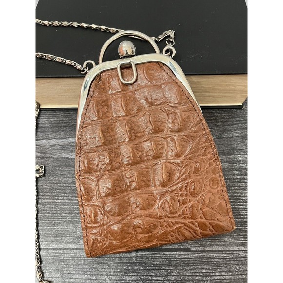 leather small vintage purse with Chain Made In Italy - Picture 2 of 4